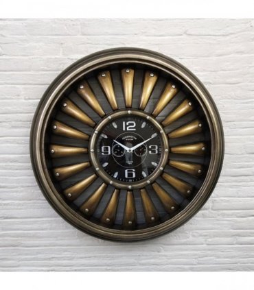 AcaciaHome Unique & Stylish 64cm Large Aeroplane Engine Clock – Retro Vintage Metal Wall & Desk Timepiece with Black Finish, Quartz Movement, Aviation-Themed Decor for Living Room & Office