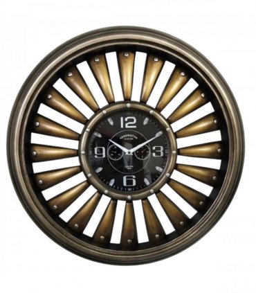AcaciaHome Unique & Stylish 64cm Large Aeroplane Engine Clock – Retro Vintage Metal Wall & Desk Timepiece with Black Finish, Quartz Movement, Aviation-Themed Decor for Living Room & Office