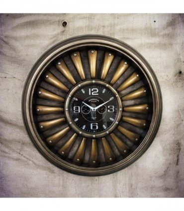AcaciaHome Unique & Stylish 64cm Large Aeroplane Engine Clock – Retro Vintage Metal Wall & Desk Timepiece with Black Finish, Quartz Movement, Aviation-Themed Decor for Living Room & Office