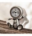 Durable and Elegant Silent Sweep Figure Mantel Clock – Fun and Modern Tabletop Clock for Kids’ Room, Stylish Noise-Free Design for Bedrooms, Living Rooms, or Offices, Home Décor (Silver)
