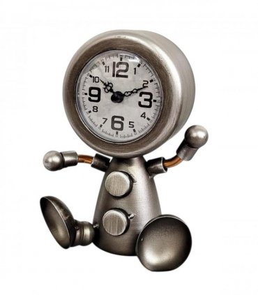 Durable and Elegant Silent Sweep Figure Mantel Clock – Fun and Modern Tabletop Clock for Kids’ Room, Stylish Noise-Free Design for Bedrooms, Living Rooms, or Offices, Home Décor (Silver)