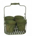 AcaciaHome Stylish Medium-Sized Double Plant Pot Basket Holder Metal Display Rack – Durable Weatherproof Design for Indoor and Outdoor Use, Ideal for Porches, Balconies, and Flower Beds (Green)