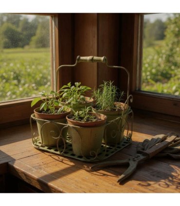 AcaciaHome Stylish Medium-Sized Double Plant Pot Basket Holder Metal Display Rack – Durable Weatherproof Design for Indoor and Outdoor Use, Ideal for Porches, Balconies, and Flower Beds (Green)
