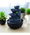 Water Feature Indoor Outdoor LED Fountain - Serene Waterfall Garden Decor in Polyresin, Weather Resistant Design with Pump & LED Light for Relaxation (Golden Waterfall)
