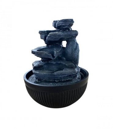Water Feature Indoor Outdoor LED Fountain - Serene Waterfall Garden Decor in Polyresin, Weather Resistant Design with Pump & LED Light for Relaxation (Golden Waterfall)
