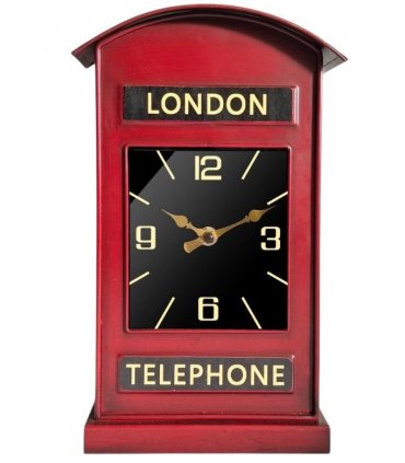 Stylish & Modern Red London Telephone Box Mantel Clock – Silent Sweep Tabletop Clock with Classic British Design for Elegant Decor Accent at Home, Office, & Bedroom