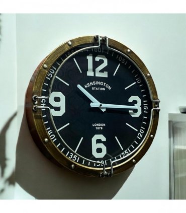 Stylish 40cm Globe Wall Clock London – Sleek Contemporary Design with Battery-Operated Quartz Movement, Easy-to-Read 12-Hour Display, Perfect for Home Office, Living Room Decor (Black & Gold)