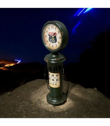 AcaciaHome Stylish & Elegant Large 37 cm Vintage Garage Gas Petrol Pump Mantel Clock – Retro Metal Design with Quartz Movement, Battery-Powered, Perfect for Home, Living Room, and Kitchen Decor