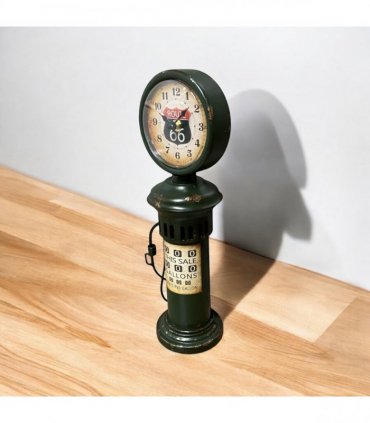 AcaciaHome Stylish & Elegant Large 37 cm Vintage Garage Gas Petrol Pump Mantel Clock – Retro Metal Design with Quartz Movement, Battery-Powered, Perfect for Home, Living Room, and Kitchen Decor
