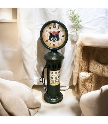 AcaciaHome Stylish & Elegant Large 37 cm Vintage Garage Gas Petrol Pump Mantel Clock – Retro Metal Design with Quartz Movement, Battery-Powered, Perfect for Home, Living Room, and Kitchen Decor