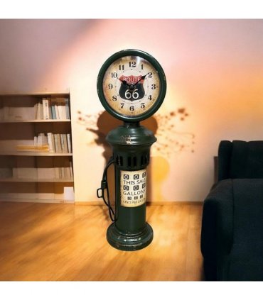AcaciaHome Stylish & Elegant Large 37 cm Vintage Garage Gas Petrol Pump Mantel Clock – Retro Metal Design with Quartz Movement, Battery-Powered, Perfect for Home, Living Room, and Kitchen Decor