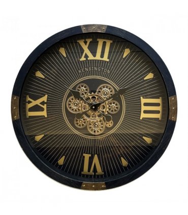 Elegant and Durable Gear Clock 64cm Black & Gold – Moving Gears with Roman Numerals, Stylish Modern Wall Clock for Living Room, Office, or Home Décor, Functional Timepiece