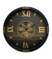 Elegant and Durable Gear Clock 64cm Black & Gold – Moving Gears with Roman Numerals, Stylish Modern Wall Clock for Living Room, Office, or Home Décor, Functional Timepiece