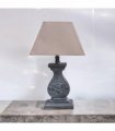 Modern Tall Wooden Washed Table Lamp - Traditional Shabby Chic Design with Taupe Linen Shade, Wood Effect Finish for Living Rooms, Bedrooms, or Hallways Decor (32cm Light Blue with Cream Shade)