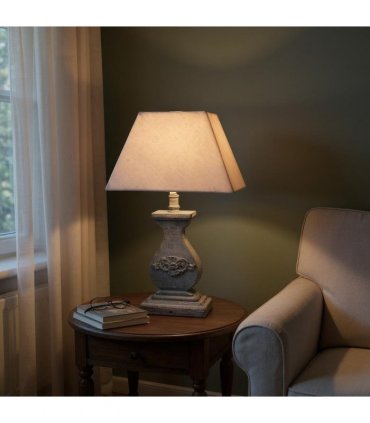 Modern Tall Wooden Washed Table Lamp - Traditional Shabby Chic Design with Taupe Linen Shade, Wood Effect Finish for Living Rooms, Bedrooms, or Hallways Decor (32cm Light Blue with Cream Shade)