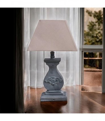Modern Tall Wooden Washed Table Lamp - Traditional Shabby Chic Design with Taupe Linen Shade, Wood Effect Finish for Living Rooms, Bedrooms, or Hallways Decor (32cm Light Blue with Cream Shade)