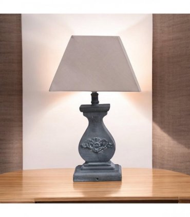Modern Tall Wooden Washed Table Lamp - Traditional Shabby Chic Design with Taupe Linen Shade, Wood Effect Finish for Living Rooms, Bedrooms, or Hallways Decor (32cm Light Blue with Cream Shade)
