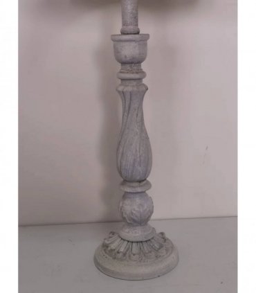 AcaciaHome Modern Tall Wooden Washed Table Lamp - Traditional Shabby Chic Design with Taupe Linen Shade, Wood Effect Finish for Living Rooms, Bedrooms, or Hallways Decor (41cm Grey with Cream Shade)