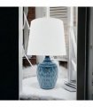 AcaciaHome Sophisticated and Durable 40cm Blue Ceramic Table Lamp with White Drum Shade - Elegant Home Decor with Functional Design for bedrooms, Living Rooms, or Studies Room (Round/Tall Blue Vase)