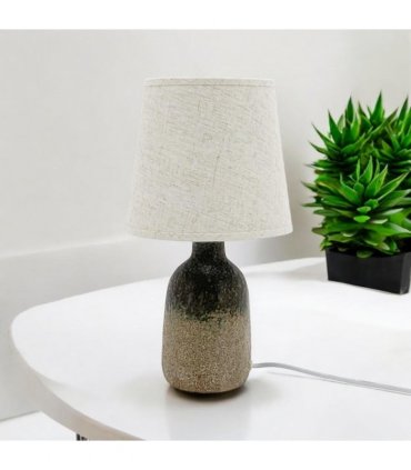 AcaciaHome Modern and Classic Cute Grey Two-Tone Ceramic Table Lamp with White Drum Shade - Perfect Stylish and Functional Hall Light for Living Room. Bedroom, and Office Decor (52CM)