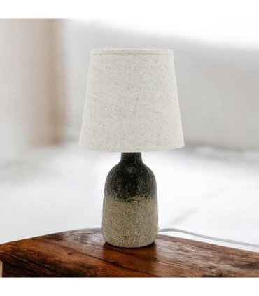 AcaciaHome Modern and Classic Cute Grey Two-Tone Ceramic Table Lamp with White Drum Shade - Perfect Stylish and Functional Hall Light for Living Room. Bedroom, and Office Decor (52CM)