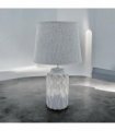 AcaciaHome Modern and Classic Cute Grey Two-Tone Ceramic Table Lamp with White Drum Shade - Perfect Stylish and Functional Hall Light for Living Room. Bedroom, and Office Decor (43CM)