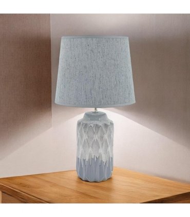 AcaciaHome Modern and Classic Cute Grey Two-Tone Ceramic Table Lamp with White Drum Shade - Perfect Stylish and Functional Hall Light for Living Room. Bedroom, and Office Decor (43CM)
