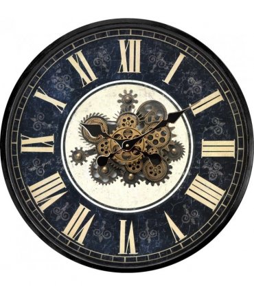 Stylish & Elegant Globe Wall Clock with Exposed Moving Gears – Industrial-Inspired Design – A Striking Timepiece with Roman Numerals, Perfect for Home, Office, or Loft Décor. (Black And Gold)