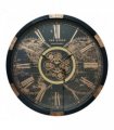 Stylish & Elegant Globe Wall Clock with Exposed Moving Gears – Industrial-Inspired Design – A Striking Timepiece with Roman Numerals, Perfect for Home, Office, or Loft Décor. (Black And Brown)
