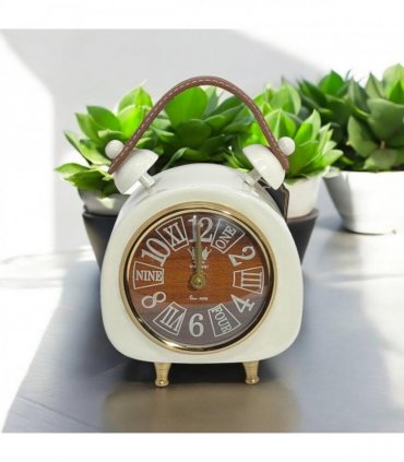 AcaciaHome Modern & Stylish White Cream Mantel Clock – Elegant Silent Sweep Tabletop Timepiece with Classic Design, and Versatile Décor Accent for Living Room, Bedroom, Office, or Study