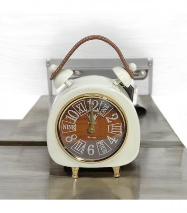 AcaciaHome Modern & Stylish White Cream Mantel Clock – Elegant Silent Sweep Tabletop Timepiece with Classic Design, and Versatile Décor Accent for Living Room, Bedroom, Office, or Study