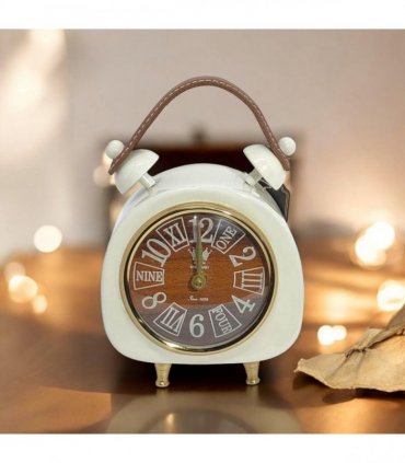 AcaciaHome Modern & Stylish White Cream Mantel Clock – Elegant Silent Sweep Tabletop Timepiece with Classic Design, and Versatile Décor Accent for Living Room, Bedroom, Office, or Study