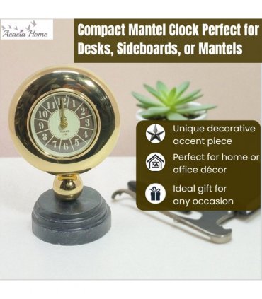 Gold Black Mantel Clock – Elegant Silent Sweep Tabletop Timepiece with Easy-to-Read Dial, Stylish Design, and Durable Build for Living Room, Bedroom, Office, or Home Décor (30CM Mantel Clock)