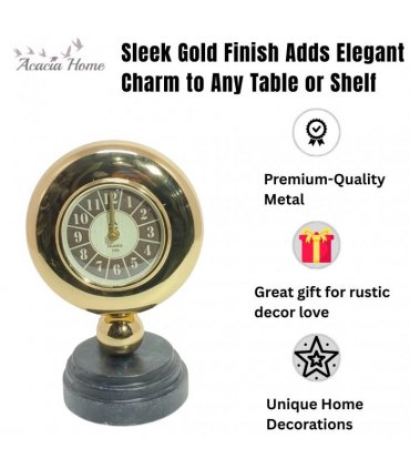 Gold Black Mantel Clock – Elegant Silent Sweep Tabletop Timepiece with Easy-to-Read Dial, Stylish Design, and Durable Build for Living Room, Bedroom, Office, or Home Décor (30CM Mantel Clock)
