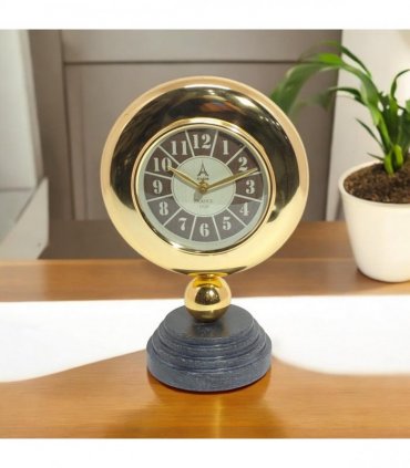 Gold Black Mantel Clock – Elegant Silent Sweep Tabletop Timepiece with Easy-to-Read Dial, Stylish Design, and Durable Build for Living Room, Bedroom, Office, or Home Décor (25 CM Mantel Clock)