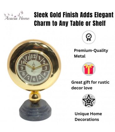 Gold Black Mantel Clock – Elegant Silent Sweep Tabletop Timepiece with Easy-to-Read Dial, Stylish Design, and Durable Build for Living Room, Bedroom, Office, or Home Décor (25 CM Mantel Clock)