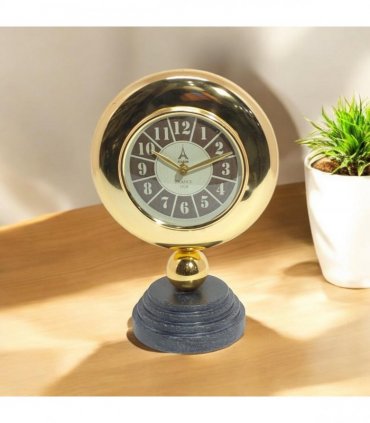 Gold Black Mantel Clock – Elegant Silent Sweep Tabletop Timepiece with Easy-to-Read Dial, Stylish Design, and Durable Build for Living Room, Bedroom, Office, or Home Décor (25 CM Mantel Clock)
