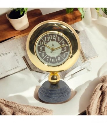 Gold Black Mantel Clock – Elegant Silent Sweep Tabletop Timepiece with Easy-to-Read Dial, Stylish Design, and Durable Build for Living Room, Bedroom, Office, or Home Décor (25 CM Mantel Clock)