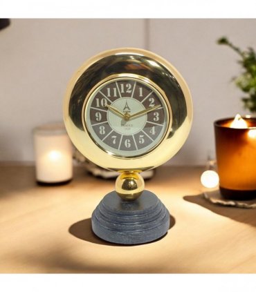 Gold Black Mantel Clock – Elegant Silent Sweep Tabletop Timepiece with Easy-to-Read Dial, Stylish Design, and Durable Build for Living Room, Bedroom, Office, or Home Décor (25 CM Mantel Clock)
