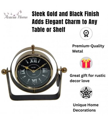 Silent Sweep Black Mantel Clock – Elegant Tabletop Timepiece with Quiet Operation, Sleek Design, and Easy-to-Read Face for Living Room, Bedroom, Office, or Home Décor (22 cm – Roman Numeral Dial)