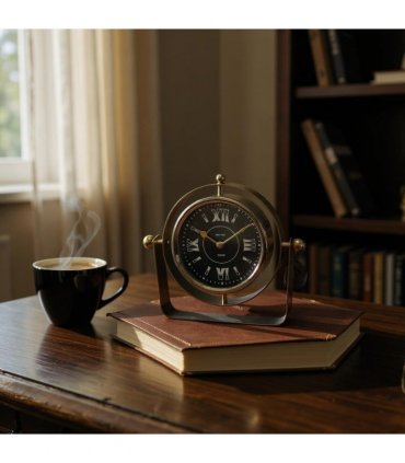 Silent Sweep Black Mantel Clock – Elegant Tabletop Timepiece with Quiet Operation, Sleek Design, and Easy-to-Read Face for Living Room, Bedroom, Office, or Home Décor (22 cm – Roman Numeral Dial)