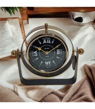 Silent Sweep Black Mantel Clock – Elegant Tabletop Timepiece with Quiet Operation, Sleek Design, and Easy-to-Read Face for Living Room, Bedroom, Office, or Home Décor (22 cm – Roman Numeral Dial)