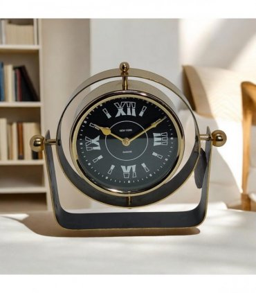 Silent Sweep Black Mantel Clock – Elegant Tabletop Timepiece with Quiet Operation, Sleek Design, and Easy-to-Read Face for Living Room, Bedroom, Office, or Home Décor (22 cm – Roman Numeral Dial)