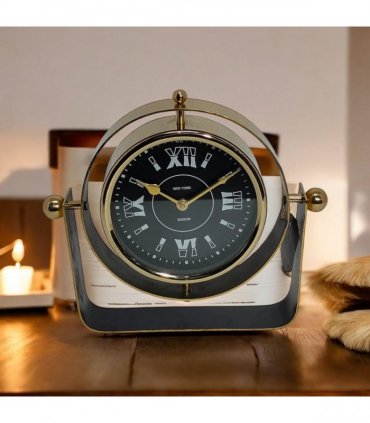 Silent Sweep Black Mantel Clock – Elegant Tabletop Timepiece with Quiet Operation, Sleek Design, and Easy-to-Read Face for Living Room, Bedroom, Office, or Home Décor (22 cm – Roman Numeral Dial)