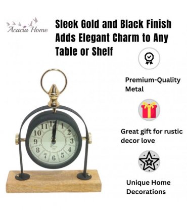 Silent Sweep Black Mantel Clock – Elegant Tabletop Timepiece with Quiet Operation, Sleek Design, and Easy-to-Read Face for Living Room, Bedroom, Office, or Home Décor (23 cm – Arabic Numeral Dial)