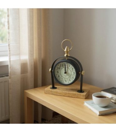 Silent Sweep Black Mantel Clock – Elegant Tabletop Timepiece with Quiet Operation, Sleek Design, and Easy-to-Read Face for Living Room, Bedroom, Office, or Home Décor (23 cm – Arabic Numeral Dial)