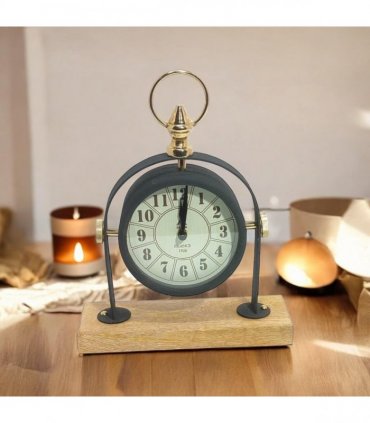 Silent Sweep Black Mantel Clock – Elegant Tabletop Timepiece with Quiet Operation, Sleek Design, and Easy-to-Read Face for Living Room, Bedroom, Office, or Home Décor (23 cm – Arabic Numeral Dial)