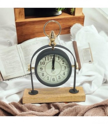 Silent Sweep Black Mantel Clock – Elegant Tabletop Timepiece with Quiet Operation, Sleek Design, and Easy-to-Read Face for Living Room, Bedroom, Office, or Home Décor (23 cm – Arabic Numeral Dial)