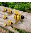 AcaciaHome Stylish Metal Bumble Bee Garden Wall Art Set of 6, Weatherproof Outdoor Honey Bee Hanging Decorations, Rust Resistant Glossy Yellow Metal Decor for Fence, Patio, Porch, Balcony