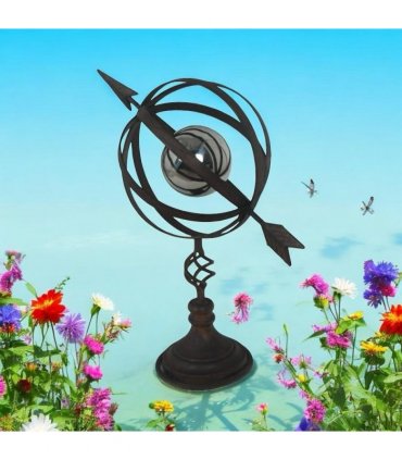 AcaciaHome Durable & Vintage Armillary Sphere Metal Garden Sculpture - 51cm Weatherproof Bronze Garden Ornament, Decorative Plant Support with Patina Finish for Garden, Porch & Flower Beds